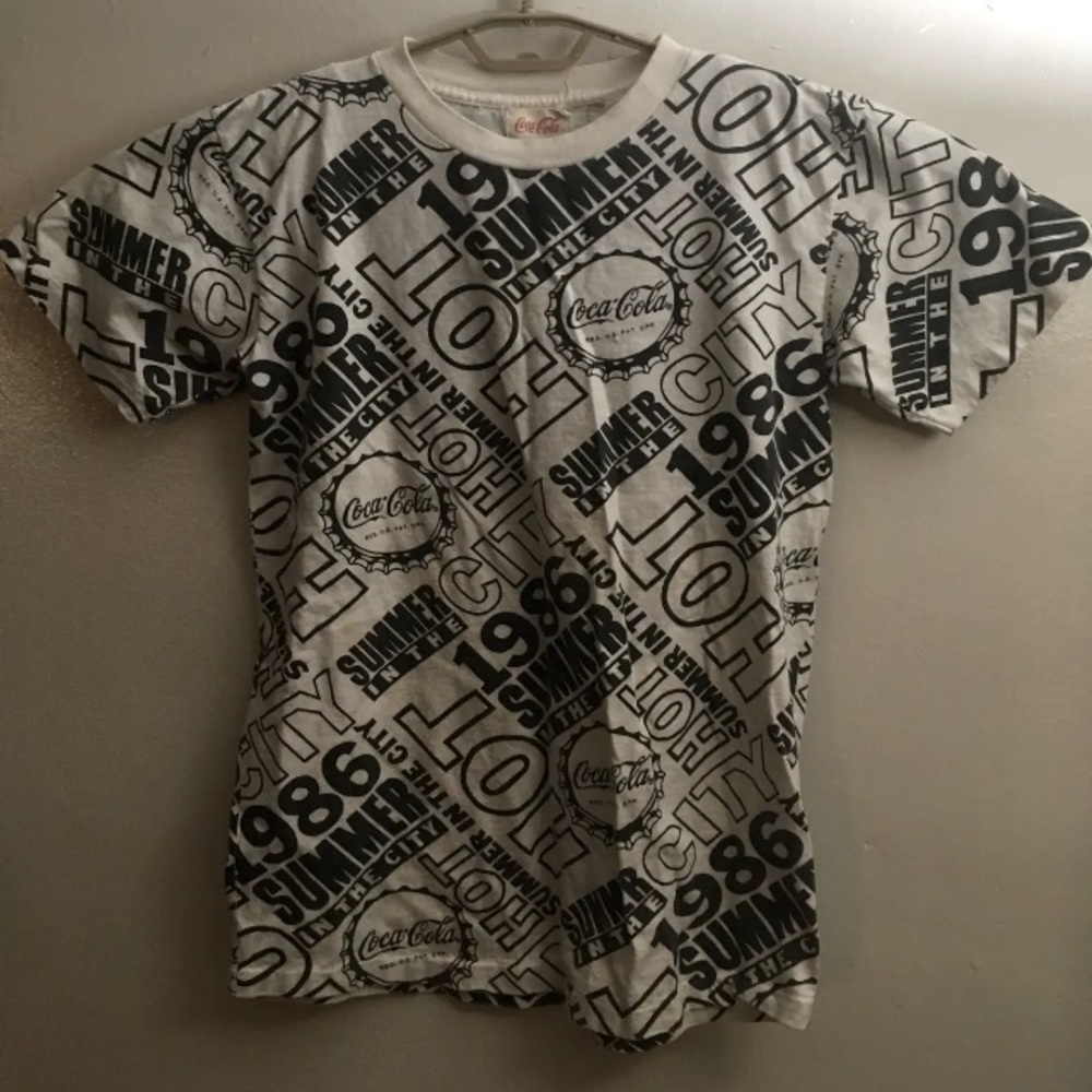Coca Cola Mens 1986 Summer In The City T Shirt Single Stitch White And Black